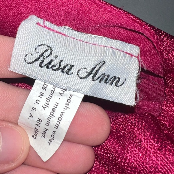 Risa Ann Dark Pink Shoulder Padded long sleeve dress size L - Picture 5 of 10